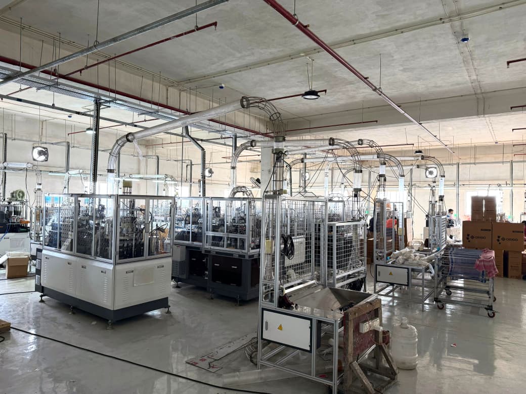 Modern and efficient production floor with automated cup forming lines
